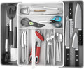 Simple Houseware Expandable Kitchen Drawer Flatware Organizer, Gray/White