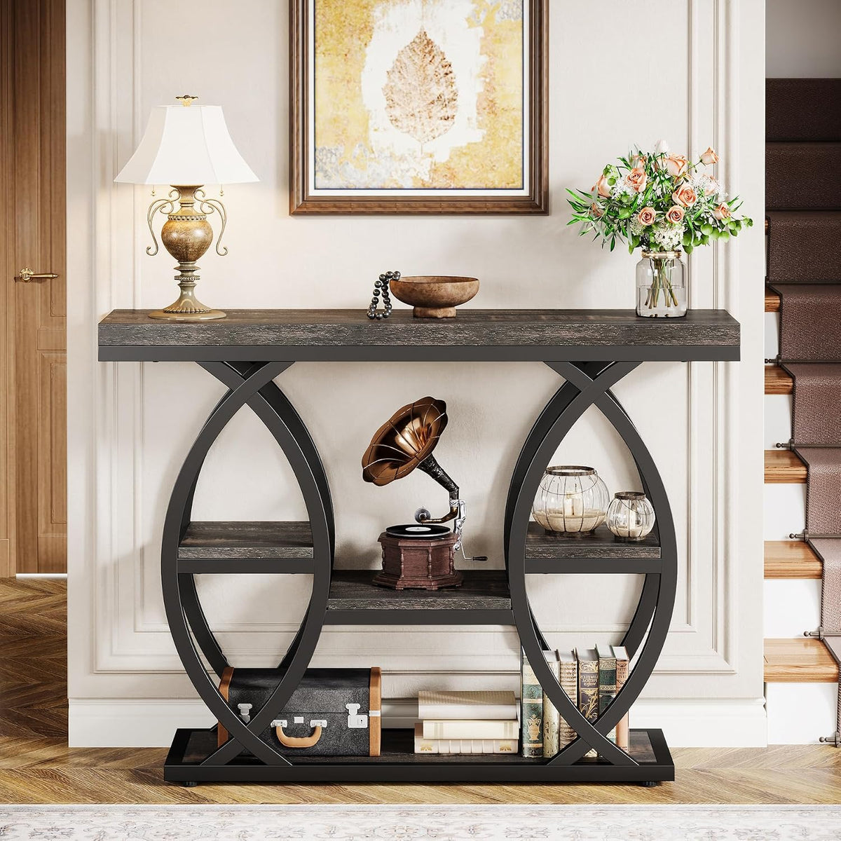Tribesigns 39.4" Console Table, Sofa Table, Accent Tables, Black Brown