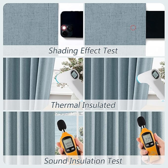 Guken Blue 100% Blackout Curtains 92 Inch Length 2 Panels Set - Image 5