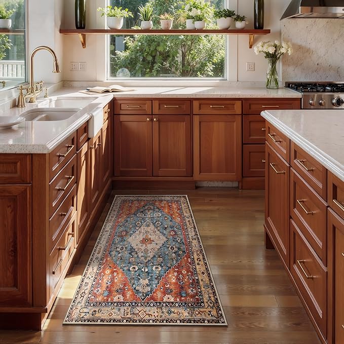 SERISSA 2x4 Boho Rugs for Entryway, Washable Non-Slip Kitchen Runner Rug - Image 2
