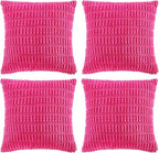 Fancy Homi 4 Packs Boho Hot Pink Decorative Throw Pillow Covers 20x20 Inch by Fancy+Homi