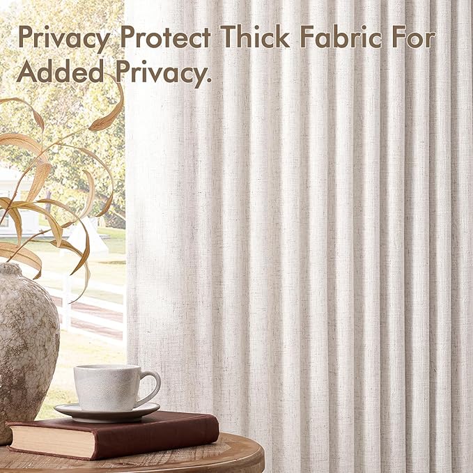 MIULEE Pinch Pleated Thick Linen Curtains 84 Inches Long 2 Panels - Image 7