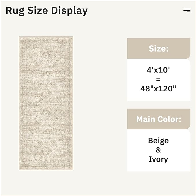4x10 Wide Hallway Runner Rug: Washable Soft Rug Runners - Image 5