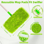Reusable Microfiber Chenille Mop Pads Compatible with Swiffer Sweeper Mop