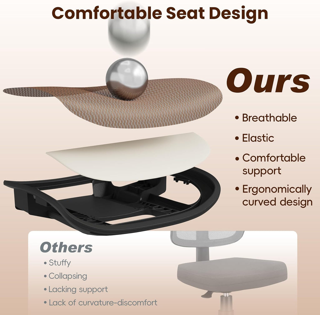 Ergonomic Office Chair, Mesh Computer Desk Chairs with BIFMA X5.1 Certified, Adjustable Lumbar Support, 3D Arm, Tilt Back, Wide Seat, Comfy Swivel Work Task Chair for Company and Home (Sunset Orange)