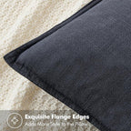 MIULEE Decorative Linen Euro Sham Pillow Covers 24x24 Dark Gray ​Boho - Image 2