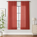 Christmas Red Linen Curtains 63 Inch Length by Nanspring