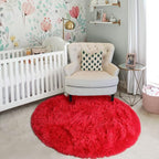 Red Circle Round Rug 7Ft for Living Room Bedroom, Large Fluffy Shag Area Rugs - Image 8