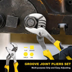 TOPLINE 4-piece Groove Joint Pliers Set with12-in, 10-in, 8-in and 6-in