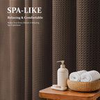 Dynamene Waffle Shower Curtain 256 GSM Heavy Duty Fabric 72"x72" Brown