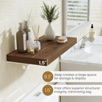 Fun Memories Floating Shelves 24 Inch Long, 9.3 Inch Deep Floating Shelf for Lving Room, Bedoom, Kitchen, Deep Wall Shelves for Bathroom, 2 Pack Storage Display Shelf for Books, Decors, Walnut