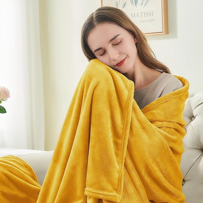 BEDELITE Fleece Blanket Yellow Throw Blanket - Image 2