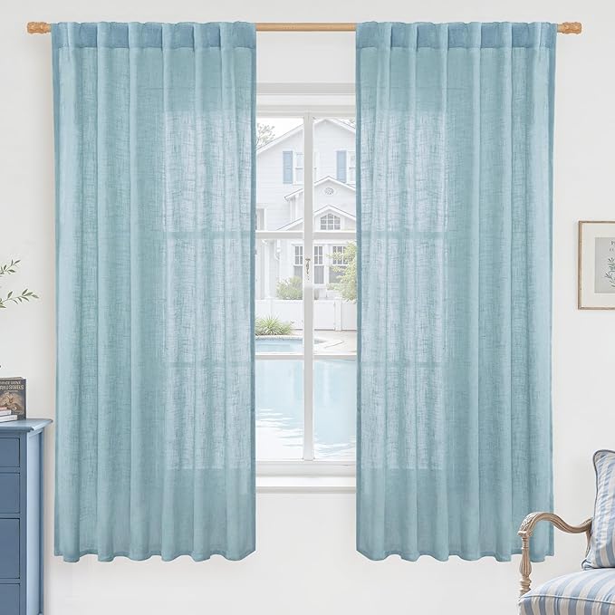 LAMIT Sheer Linen Curtains 63 Inch by LAMIT