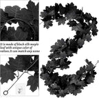 4PCS Halloween Black Leaf Garland, 23.6FT