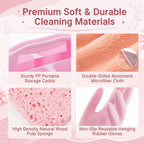 7 Pcs Cleaning Caddy Kit, Portable Divided Organizer, Pink