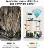 CCCEI Garage Organization with Wheels, Outdoor Gargen Yard Shed Tools Organizer Cart, Home Storage for Cleaning Supplies, Broom Holder, for Shovel and Rake, Long Farming and Farming Tools, Orange.