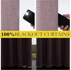 NICETOWN Chaise Mauve Vintage Linen 100% Blackout Curtains - Image 4