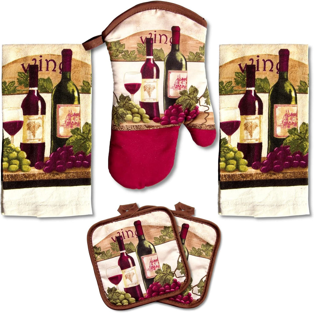 Wine Lover's 5-Piece Kitchen Towel Set