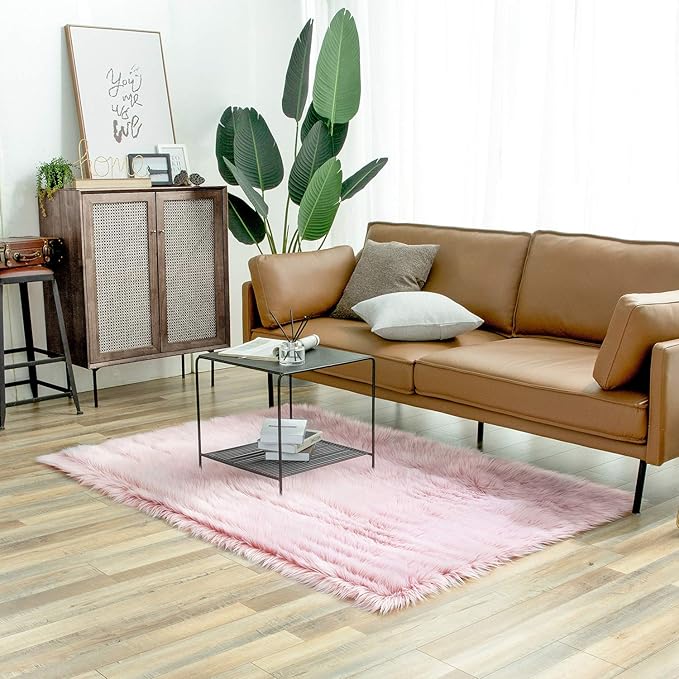 Ashler faux fur rug, Fluffy Shaggy Area Rug Ultra Soft 4 x 6 Feet Rectangle Fur by AshlerHomeDeco