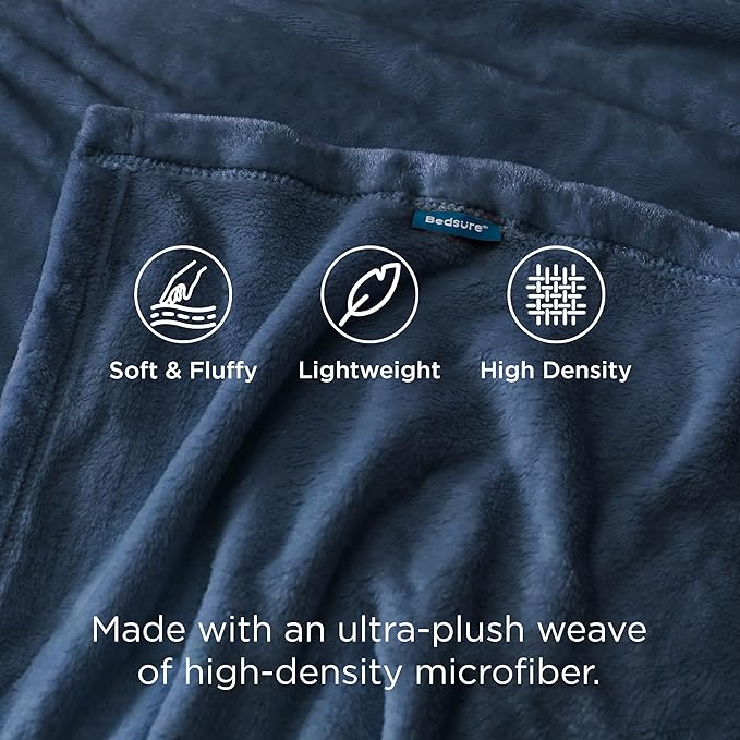 Bedsure GentleSoft Fleece Throw Blanket Mineral Blue - Image 3