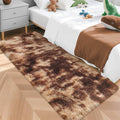 Super Soft Fluffy Living Room Area Rug 2x5 ft Tie-Dyed Brown Shaggy Furry by JiaoBaba