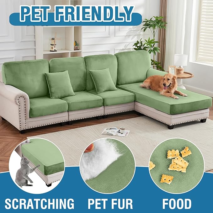 Couch Cover Stretch Velvet Sofa Cushion Cover 2-Piece - Image 4