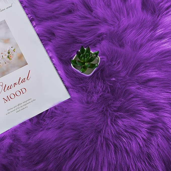 Latepis Faux Fur Rug 2x5 Runner Fluffy Area Rug Purple Washable Shag Rugs - Image 6
