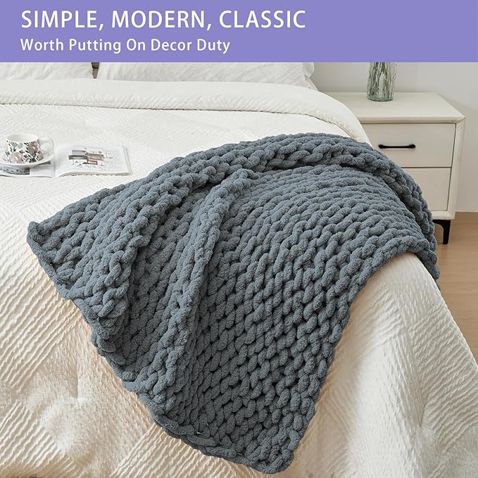 Bigacogo Chunky Knit Throw Blanket - Image 3