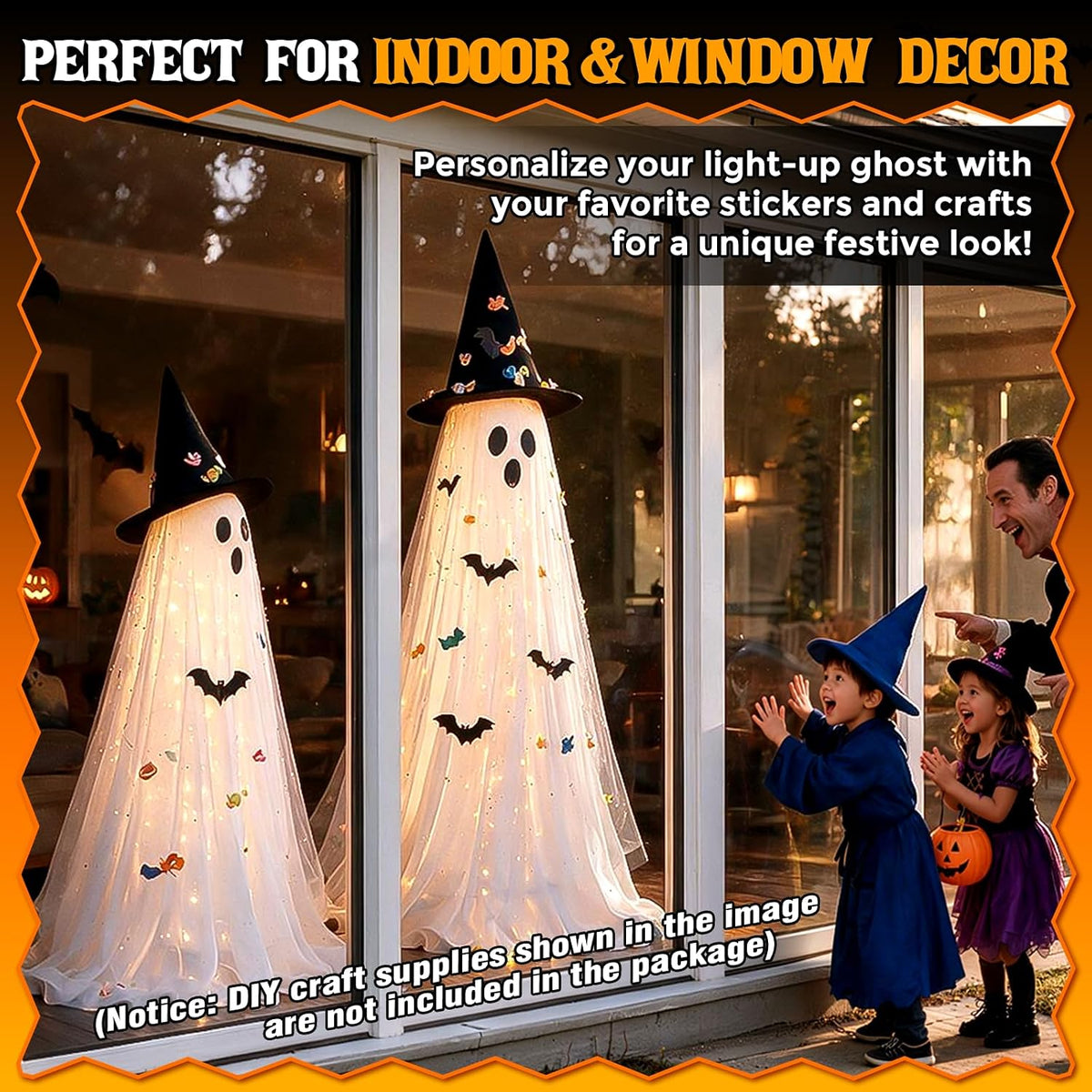 2 Packs 5.5 FT Light Up Ghosts Halloween Decorations Outdoor, Halloween Party Decorations Indoor with Double-Layered Fabric, Remote Control & Timer, Spooky Ghost Decor for Porch Yard Patio Lawn
