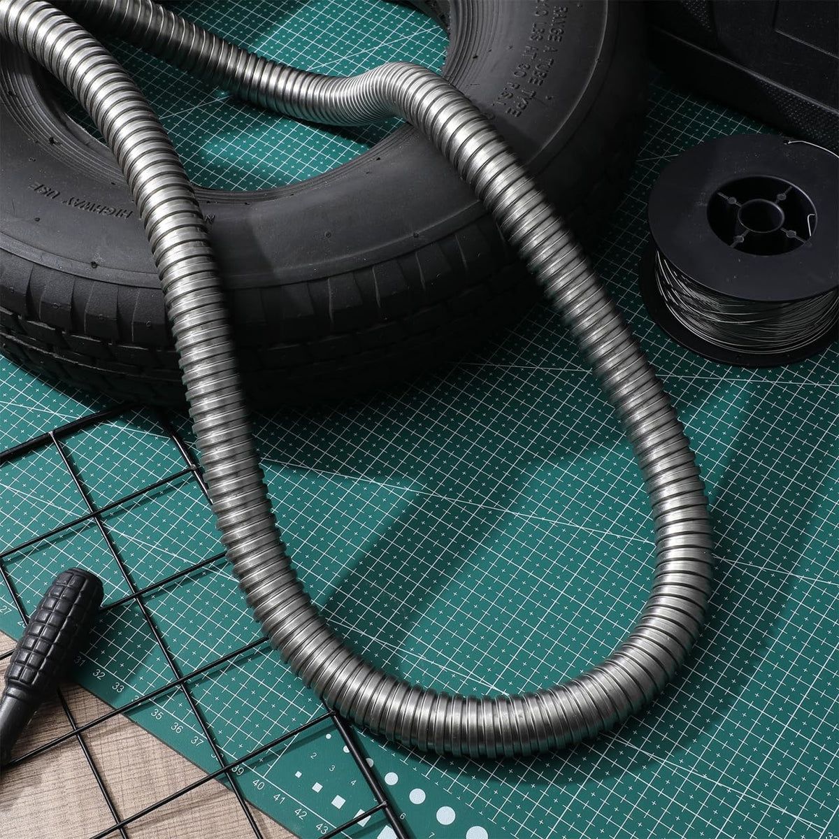 DECHOUS Stainless Steel Wire Cable Protector Sleeve Threaded Hose Cable Protector for Home Office Industrial Use Flexible Abrasion Resistant Sleeve for Desk Tv Computer 118.11 in