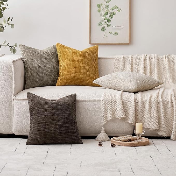 MIULEE Pack of 2 Couch Throw Pillow Covers 18x18 Inch Neutral Gold Modern Boho - Image 2