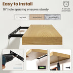 30 Inch Floating shelves for Wall, 8 Inch Deep, Invisible Brackets, Oak