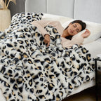 Cozy Bliss Leopard Print Faux Fur Throw Blanket - Image 2