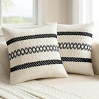 MIULEE Set of 2 Black Boho Decorative Pillow Covers 20x20 Inch Farmhouse Rustic by MIULEE