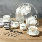 CHENP.HMC Coffee Mug Holder with Oval Drip Tray Vintage Lace Cutout Iron Coffee Cup Rack, Countertop Tea Cup Organizer Display Stand for Kitchen Coffee Bar Decor (Silver)