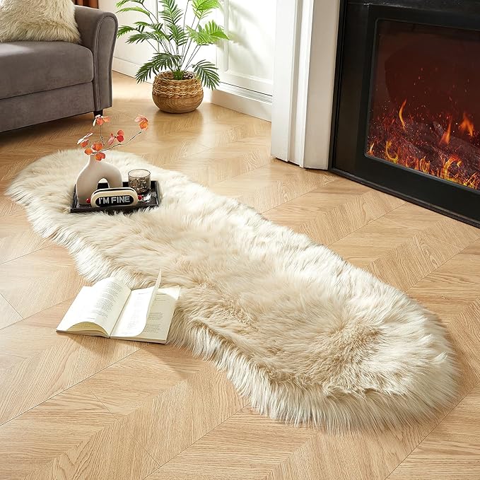 AMTOVO Faux Sheepskin Rug, 2 x 6 ft Faux Fur Rug - Image 9