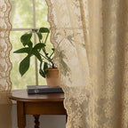YJ YANJUN Vintage Lace Curtains 84 Inches Long-Victorian Floral Pattern Taupe - Image 4