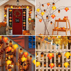 8.5Ft Fall Decor Maple Leaves Acorn Lights String, Fall String Lights Plug in with 10 LED Yellow/Orange Maple Leaf Acorn Light for Home Porch Fireplace Autumn Harvest Party Thanksgiving Decor, 0.48W