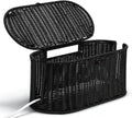 Oval Rattan Style Cable Management Box, Cable Organizer Button Loop Closure