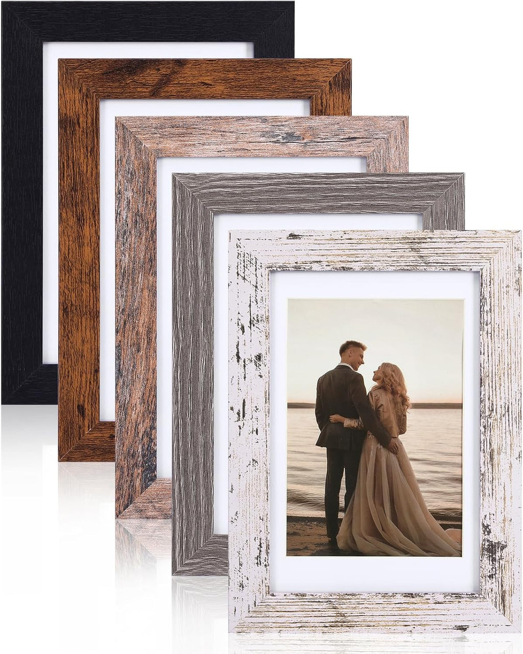 Fixwal 5x7 Picture Frames Set of 5 with Tempered Glass, MDF, Multicolor