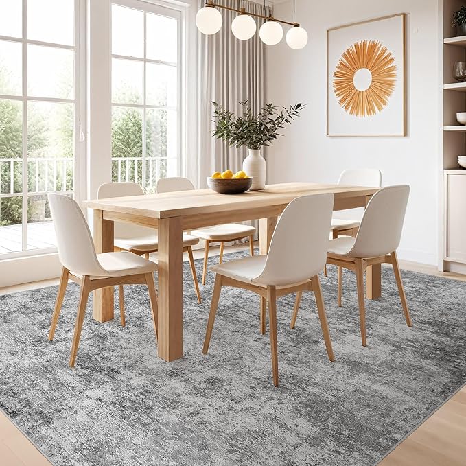 Nakagishi 8x10 Area Rugs Living Room: Washable Abstract Large Neutral Soft Rug - Image 6