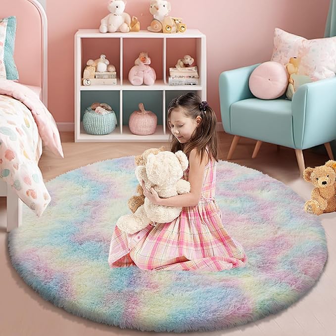 yulidayang Rainbow Fluffy Round Area Rugs - Image 7
