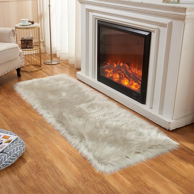 EasyJoy Ultra Soft Fluffy Rugs Faux Fur Rug Chair Cover Seat Pad Fuzzy Area Rug - Image 2