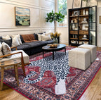 Oriental Leopard Rug 8x10 ft Washable Traditional Red Area Rugs for Bedroom Living Room, Dining Room Under Kitchen Table, Soft Non Slip Thin Rug Carpet (Red Leopard, 10X8 FT)