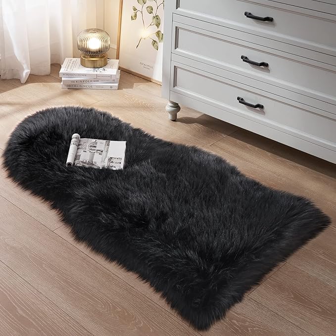 Small Faux Fur Rug, 2x4 ft Ultra Soft Sheepskin Rug Chair Sofa Cover Seat Pad - Image 3