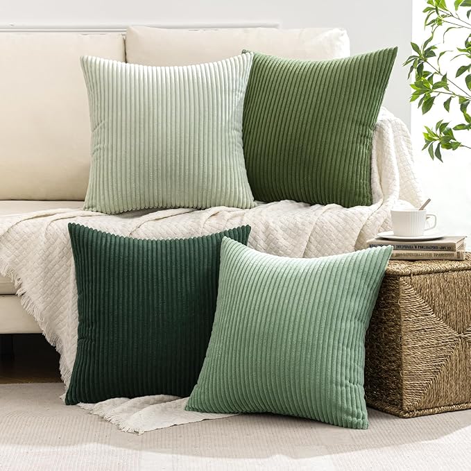 MIULEE Boho Farmhouse Sage Green Throw Pillow Covers 20x20 Inch Set of 4 - Image 3