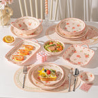 Ceramic Dinnerware Set, Series Kavara Ⅱ, (Pink Peach Blossom)