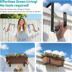 Adjustable Planter Box Brackets,Enhanced Bottom Support,Universal Outdoor Hanging Brackets,Flower Box Brackets for Fence Railings, Windowsill, Patio, Garden,Balcony. (Black)