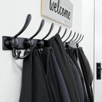 Coat Rack Wall Mount, Heavy Duty 12-Gauge Base vs Flimsy 1mm, Double-Thick Solid Anti-Snap Hooks, 16” Stud-Mount, Stainless Steel Hanger for Clothes Hat Entryway Closet Mudroom, Black