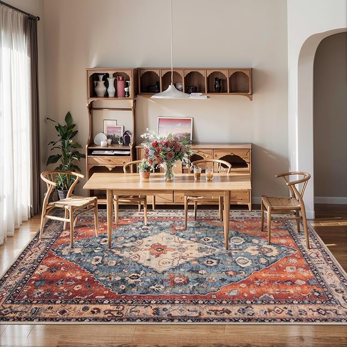 SERISSA 5x7 Boho Tribal Area Rug, Washable Large Rugs - Image 6